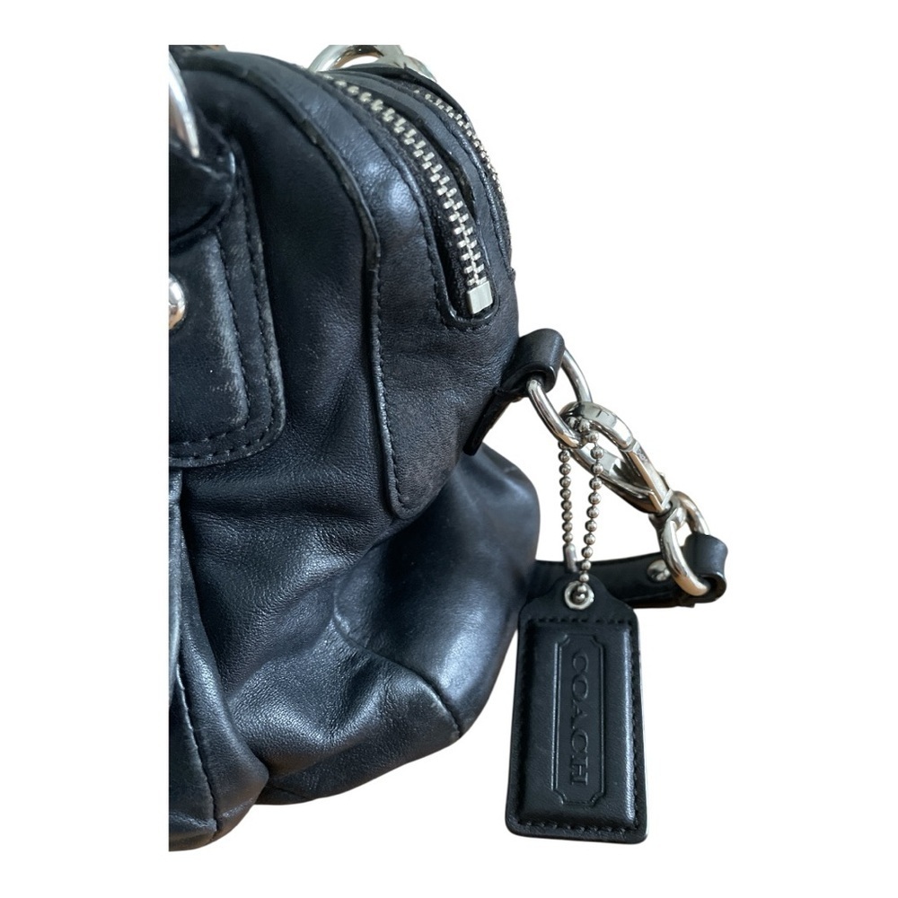 Coach Kristen Black Leather Satchel Shoulder Bag | Silver Hardware | Classic Des - Picture 7 of 11